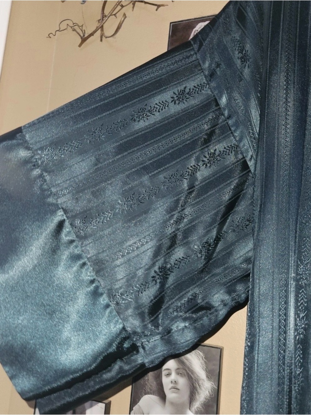 Vintage 1980s Victoria’s Secret Gold Label Dark Green Silky Kimono Robe PS - Picture 6 of 14